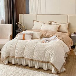 Bedding Sets Winter Duvet Cover Thickened Coral Velvet 4pcs Suit Tower Skin Flange Milk Bed Sheet Double Quilt