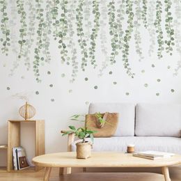 Wall Stickers Nordic Green Leaves For Living Room Bedroom Decor SelfAdhesive Vinyl Plant Decals Home Decoration Wallpaper 231101