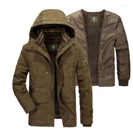 Men's Down Brand Parka Military Fleece Liner Detachable Winter Jacket Thick Warm Snow Overcoat Obesity Plus Size 5XL