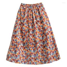 Skirts Retro Corduroy Women's A-line Mid Length High Waist With Sweater Large Swing Winter Skirt Clothes 2023 Faldas Y2k Woman