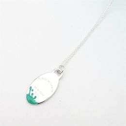 New ladies sterling silver classic cyan pink egg-shaped splash splash enamel silver necklace jewelry couple holiday gift LJ201009234b