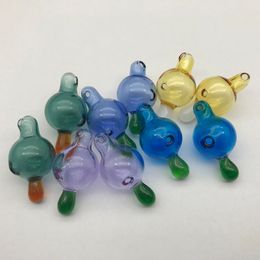 New Style Smoking Colourful Pyrex Thick Glass Handmade Bubble Carb Cap Hat Nails Dabber Bongs Bowl Oil Rigs Waterpipe Philtre Air Hole Bowl ZZ