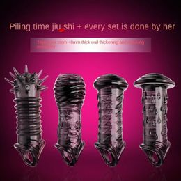 Cockrings Adult Sex Product Crystal Set Wolf Tooth Sex Toy Set Condom Sexy Transparent Sexy Exotic Condom Spiny Sex Toys 231101
