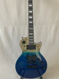 Sunburst Burl Top Electric Guitar EMG Pickup Classical Navy Blue