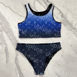 Designer Gradient Swimwear Letter Print Bathing Suit Women Summer Pad Sport Vest Outdoor Swimming Biquinis