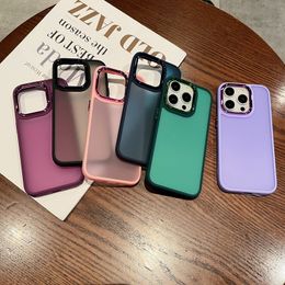 Skin Feel Frosted Chromed Cases For Iphone 15 Plus 14 13 Pro Max 12 11 X XS XR 8 7 Plating Metallic Hybrid Hit Color Hard PC Plastic Soft TPU Matte Luxury Mobile Phone Cover