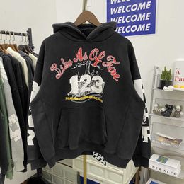 Rrr123 Co Branded Fog Age Youth League Same Sweater Made Old Letter Print Loose Pullover Hoodie Men