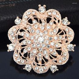 Brooches Retail Vintage Clear Diamante Flower Women Clothes Pins Elegant Wedding Bridal Bouquet Broach Pin