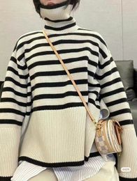 Women's Sweaters Totem Brand Wool Cotton with Stripe Design Women Sweater Luxury Lady dropped shoulder 231102