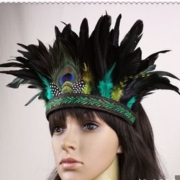 1 pcs Colourful Carnival feather Original Indian headdress / feather hair band / feather hair accessories