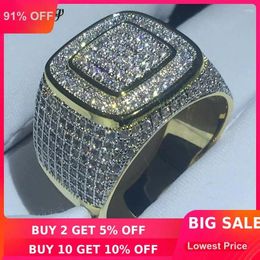 Cluster Rings Choucong 2023 Male HIP HOP Party Ring 274pcs 5A Zircon Cz Yellow Gold Filled 925 Silver Engagement Wedding For Men Jewellery