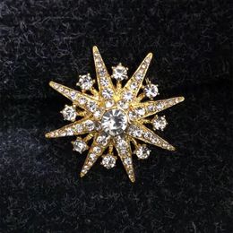 Shining Snowflake Brooch For Women Men Crystals Rhinestone Pearl Brooches Hijab Pins Scarf Buckles Jewellery Gifts