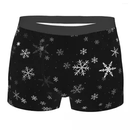 Underpants Black And White Snowflakes Pattern Happy Merry Christmas Panties Men's Underwear Comfortable Shorts Boxer Briefs