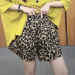 Women's Shorts Elastic High Waist Leopard Print Fashion Women Casual Y2k Clothes Aesthetic Straight Baggy Streetwear Vintage Chic