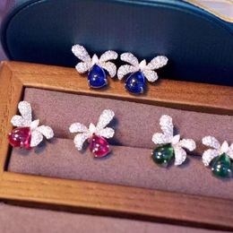 Stud Earrings Butterfly Cute Simple Style For Women Fine Jewellery 925Sterling Silver With Cubic Zircon Different Colours