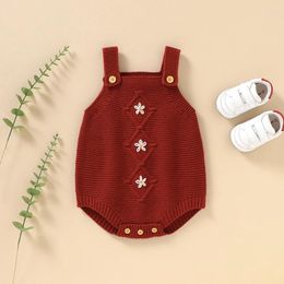 Rompers Born Baby Bodysuit Knitted Infant Boy Girl Jumpsuit Sleeveless Summer Toddler Kid Clothing Fashion Cute Floral 0-18M