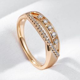 Wedding Rings Wbmqda Fashion 585 Rose Gold Color Engagement Ring For Women With White Natural Zircon Romantic Jewelry Accessories