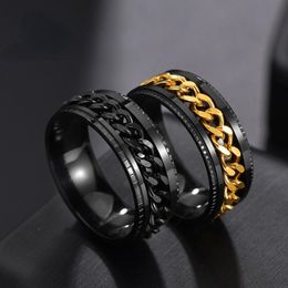 Cluster Rings Cool Stainless Steel Rotatable Men Ring High Quality Spinner Chain Punk Women Jewellery For Party GiftCluster