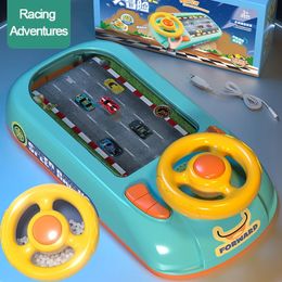 Diecast Model car Children Racing Steering Wheel Driving Toy Vehicle Electronic Simulation Adventure Desktop Game Simulated Driving Toys for Kids 231101