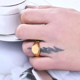 Cluster Rings Women Signet Ring Polished Chunky Oval Width Stainless Steel Simple Minimalist Punk Fashion Gold Colour Jewellery Gifts