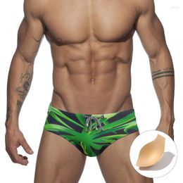 Men's Shorts Men Casual Board Bikini Padded Seamless Quick Drying Breathable Swimwear Leaf Printed Underwear Beach Surf Swimsuits 2XL