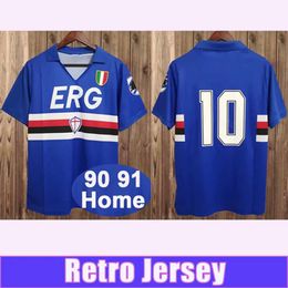 Qqq8 1990 1991 Sampdoria Retro Mens Soccer Jerseys Mancini Vialli Home Short Sleeve Football Shirts