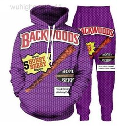 New Men/womens Backwoods Honey Berry Blunts Funny 3d Print Fashion Crewneck Hip Hop Sweatshirt and Pants 2 Pcs Set Hoodies