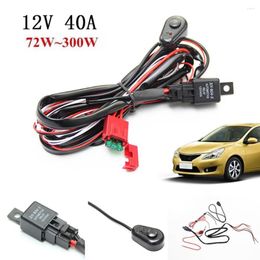 Lighting System 2m Auto Car Cable Wiring Harness Kit With 40A 12V ON/OFF Switch Relay Blade Fuse For 72W-300W 2 LED Light Bar Fog Lamp