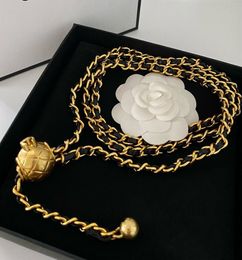 Runway Vintage Belt Necklace Sheepskin Famous Brand Ball Necklace Waistband Decorative Marked Logo Gold Link Chain Waist Chain Bel6095322