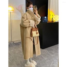 Women's Fur Long Lamb Coat For Women Autumn Winter Thickened Warm Motorcycle Overcoat High End Korean Loose Faux Suede Jacket