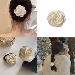 Hair Clips Vintage White Camellia Rope For Women Flower Rose Hairpin Clamp Elegant Wedding Hairwear Retro Accessories