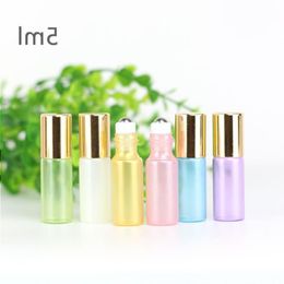 5ml Perfume Roll On Glass Bottle Frosted Clear with Metal Ball Roller Essential Oil Vials Uwwrr
