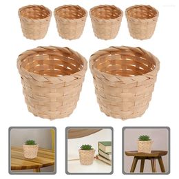 Dinnerware Sets 6 Pcs Mini Hamper Bamboo Flower Basket Kitchen Weave Treats Serving Baskets Delicate