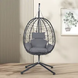 Camp Furniture Egg Chair With Stand Indoor Outdoor Swing Patio Wicker Hanging Hammock For Bedroom Living Room Balcony