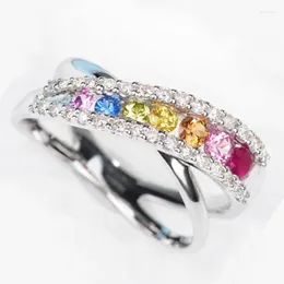 Wedding Rings CAOSHI Aesthetic Female Fashion Finger Ring With Bright Colourful Zirconia Luxury Silver Colour Jewellery For Engagement Ceremony