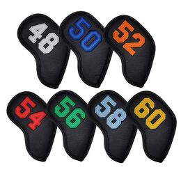 Other Golf Products 7pcs Golf Club Head Cover Wedge Iron Protective Headcovers 48° 52° 56° 60° White Synthetic Leather 231101