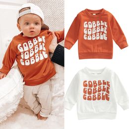 Hoodies Sweatshirts 0722 Lioraitiin 03Years Toddler Baby Thanksgiving Day Pullover Long Sleeve Letter Printed Crew Neck Tops Tee Shirt 230331