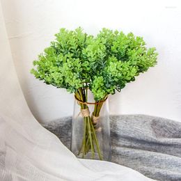 Decorative Flowers 10 Pcs/Set Nordic Artificial Plants Green Grass Wedding Wall Decoration Leaf Flower Fake Plant