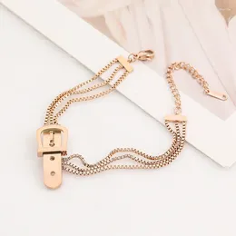 Link Bracelets 2023 Belt Buckle Double Layer Bracelet Vintage Fashion Jewellery For Women Valentine's Day Thanksgiving Christmas Gift