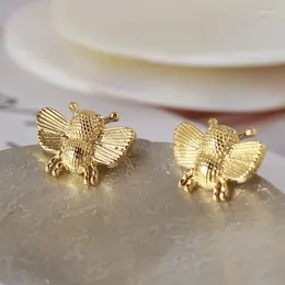 Stud Earrings European And American Jewelry Wholesale Cute Childlike Exquisite Bee Shape Inlaid Zircon Small