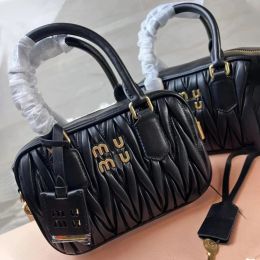 Lady Miui Bowling Hobo Designer Tote Bag Womens Luxury Handbags Shoulder Mens Cross Body Messenger Bag 7A Quality Fashion Genuine Leather Clutch Square Camera Bags