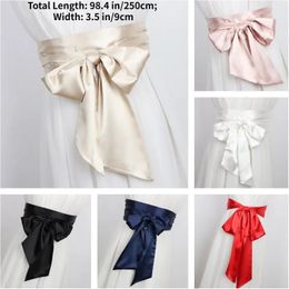 Belts Satin Silk Wide Belt Women 250cm Long Japanese Style Lace Up Waistbands Corset Ribbon Cummerbund 231101