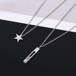 Pendant Necklaces Titanium Steel Star Unisex Necklace Fashion Hip-Hop Minimalist Sweater Chain Personality Vintage Multi-Layer Jewellery