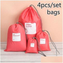Storage Bags Storage Bags 4Pcs/Set Travel Bag Set For Clothes Organizer Pouch Closet Drop Delivery Home Garden Housekeeping Organizati Dh2Kp