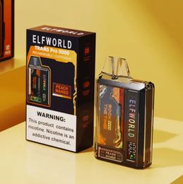 100% Original ELF World Trans Pro 9000 Puffs Mesh Coils 9K Puffs Disposable Vape 750mAh Prefilled Stock 10 Flavors Wholesale Vaporizador Desechable VS HQD ELF BAR