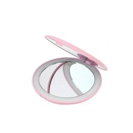 Compact Mirrors TSHOU613 LED Lighted Mini Circular Makeup Cosmetic Mirror Foldable 10X Magnifying Round Lighting Mirrors Compact Travel U2JD 231102