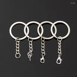 Keychains 100pcs/lot Silver Plated Metal Blank Keyring Keychain Charms Split Ring Keyfob Key Holder Link Rings DIY Chains Accessories