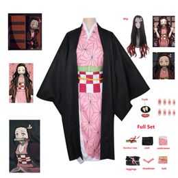 Demon Slayers Kamado Nezuko Cosplay Costume Anime Kimono Adult Kids Kimetsu No Yaiba Clothes cosplay