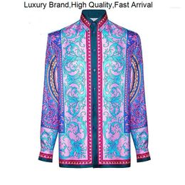 Men's Casual Shirts Spring Mens Vintage Designer Clothes Brand Hawaii Plaid Tops Slim Fit Male Plus Size High Quality Long Sleeve Dress