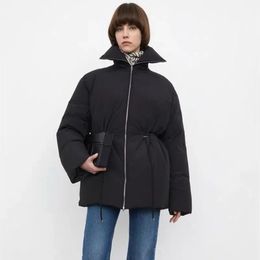 Women's Jackets Totem* Winter Women Jacket Down Coat Nylon Black Full Sleeves Turn-Down Collar Drawstring Cardigan Casual Oversize Keep Warm 231101